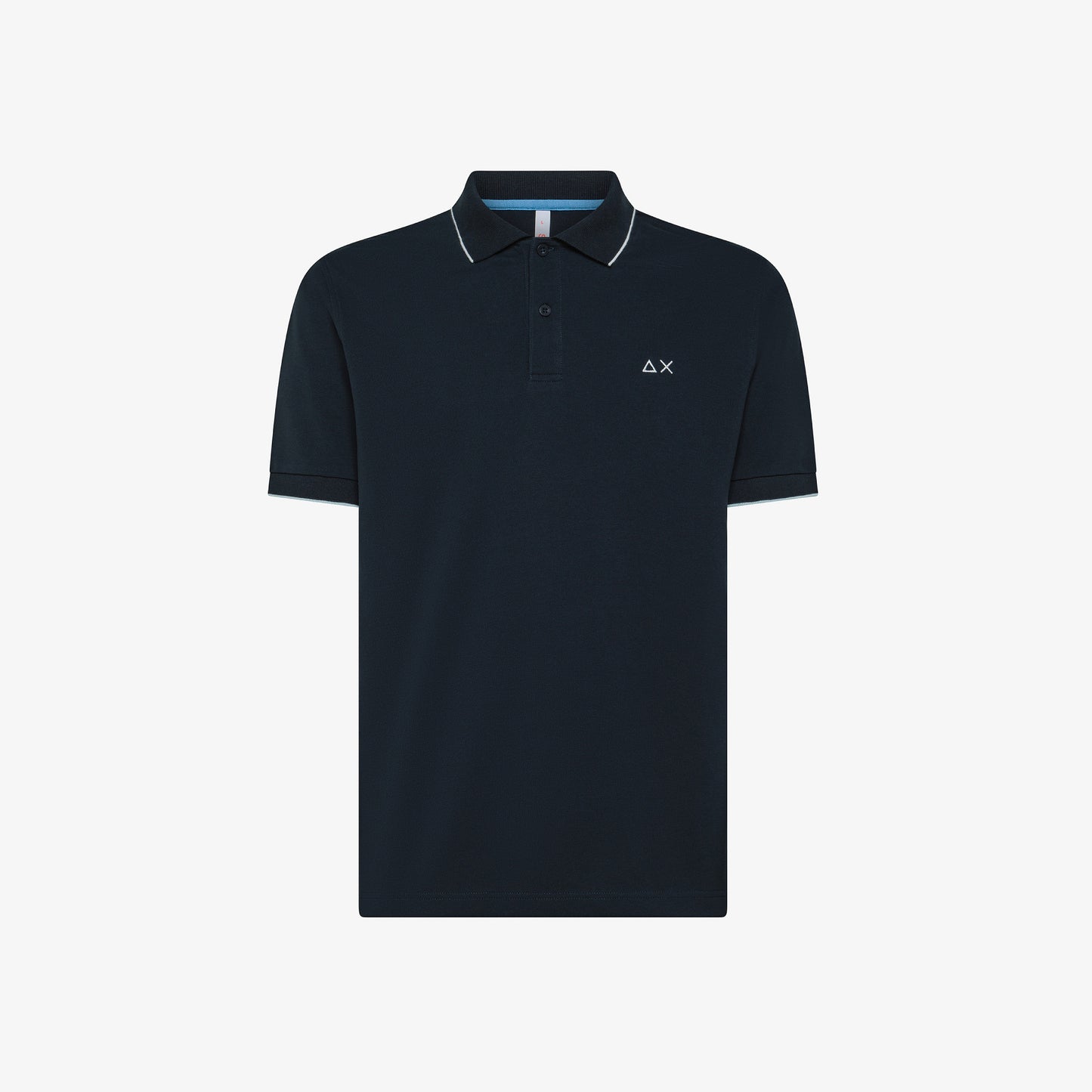 SUN 68 POLO SMALL STRIPES ON COLLAR S/S NAVY BLUE A35110