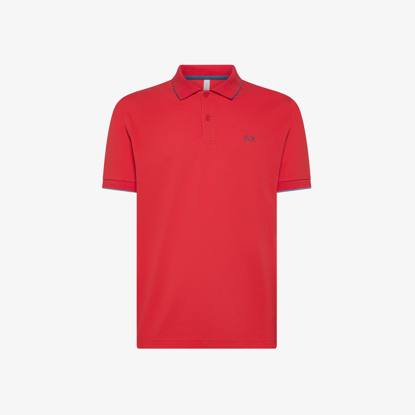 SUN 68 POLO SMALL STRIPES ON COLLAR S/S ROSSO A35110
