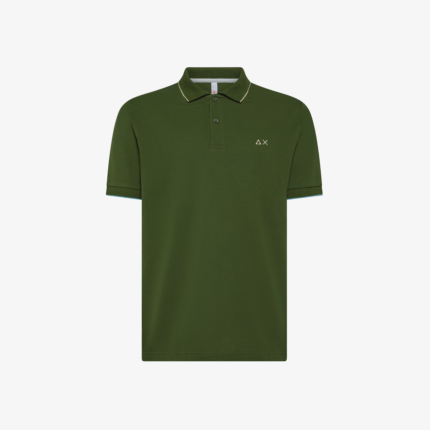 SUN 68 POLO SMALL STRIPES ON COLLAR S/S VERDE SCURO A35110