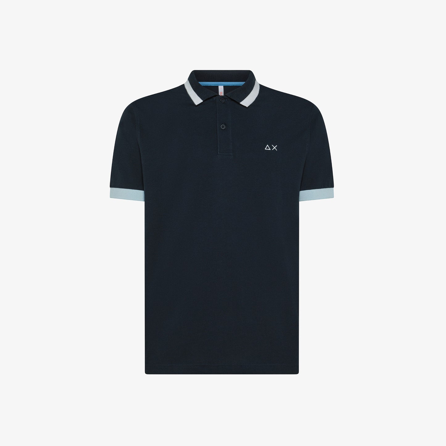SUN 68 POLO BIG STRIPES ON COLLAR S/S NAVY BLUE A35112
