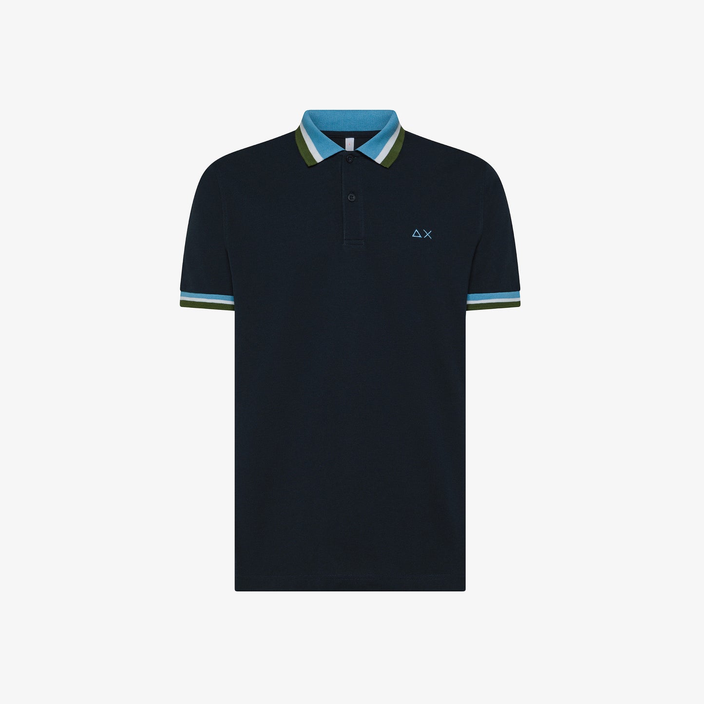 SUN 68 POLO COLLAR MULTISTRIPES S/S NAVY BLUE A35117