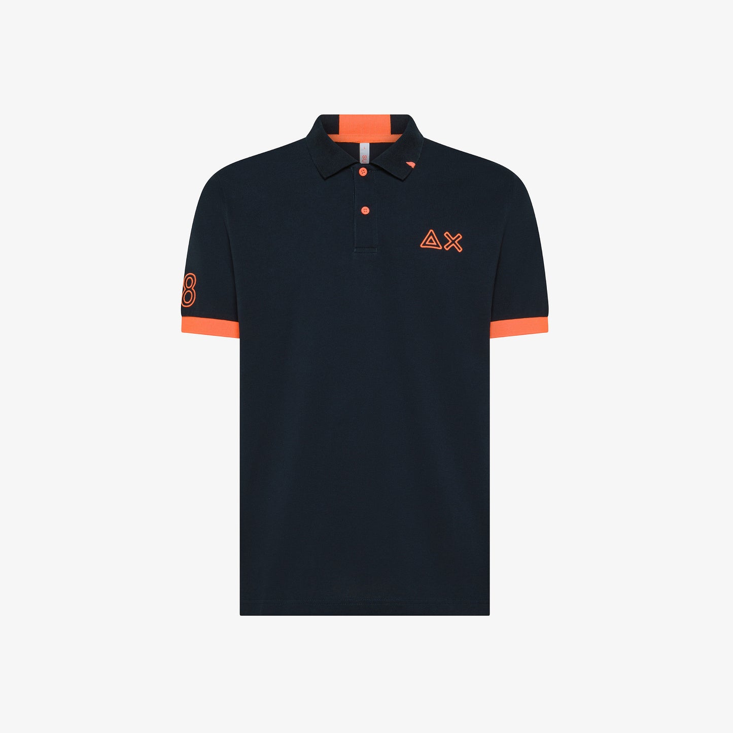 SUN 68 POLO LOGO FLUO S/S NAVY BLUE A35122