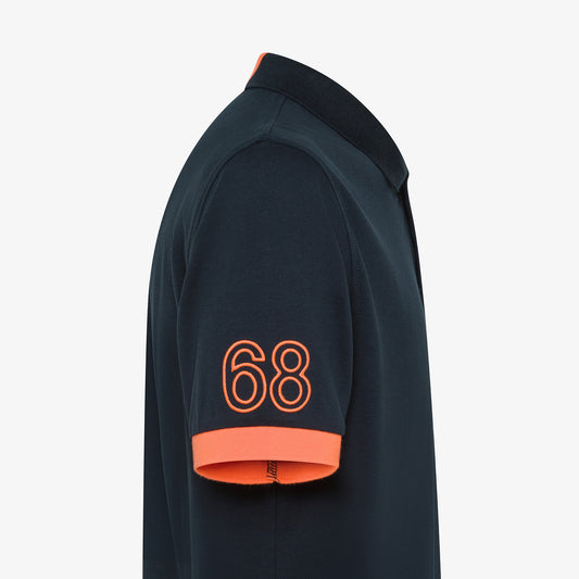 SUN 68 POLO LOGO FLUO S/S NAVY BLUE A35122