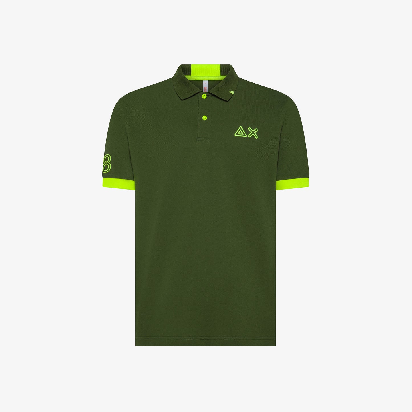 SUN 68 POLO LOGO FLUO S/S VERDE SCURO A35122