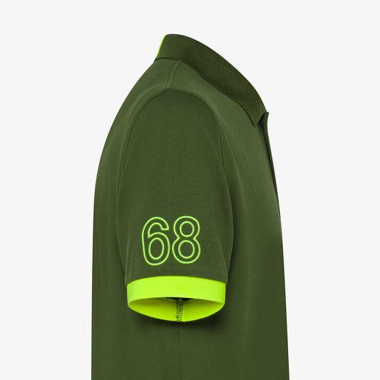 SUN 68 POLO LOGO FLUO S/S VERDE SCURO A35122