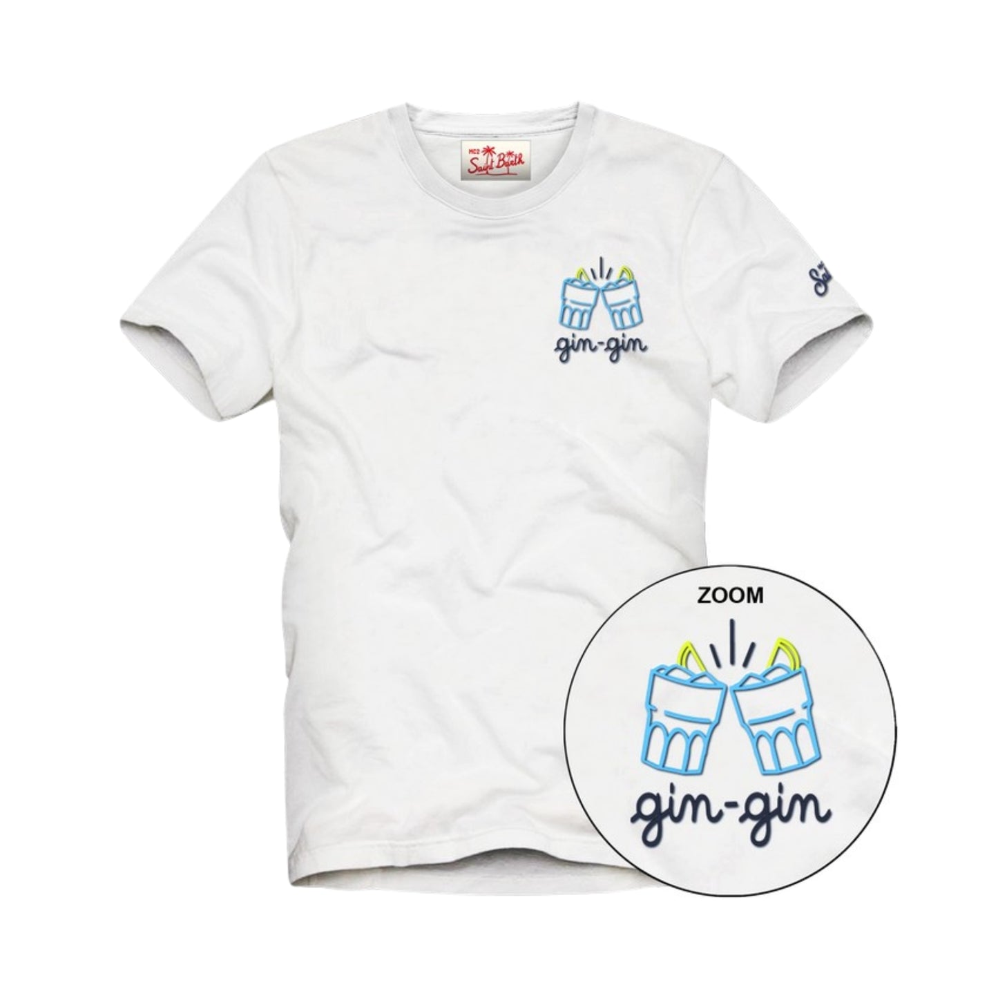 MC2 ST. BARTH T-SHIRT PORTOFINO IN JERSEY DI COTONE CLASSIC FIT CON RICAMO GIN GIN