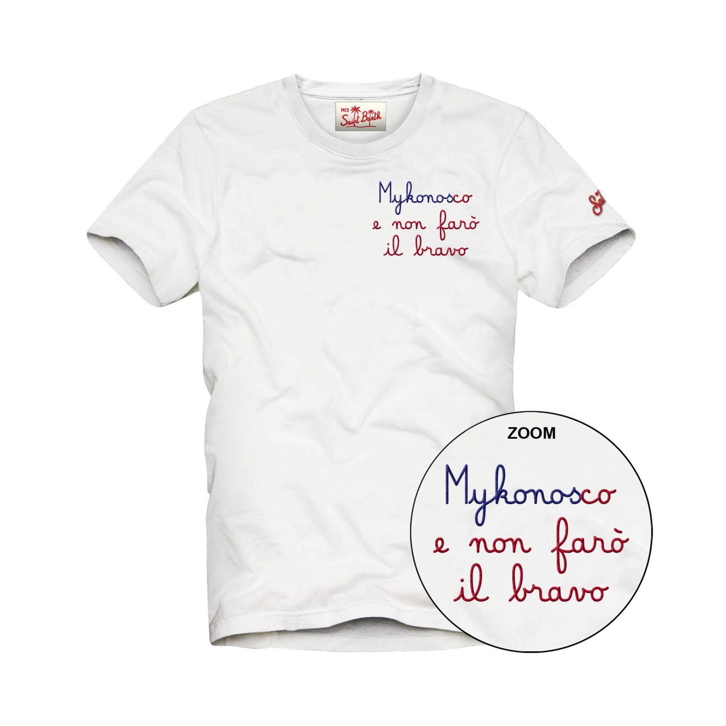 MC2 ST. BARTH T-SHIRT PORTOFINO IN JERSEY DI COTONE CLASSIC FIT CON RICAMO MIKONOSCO E NON FARO' IL BRAVO