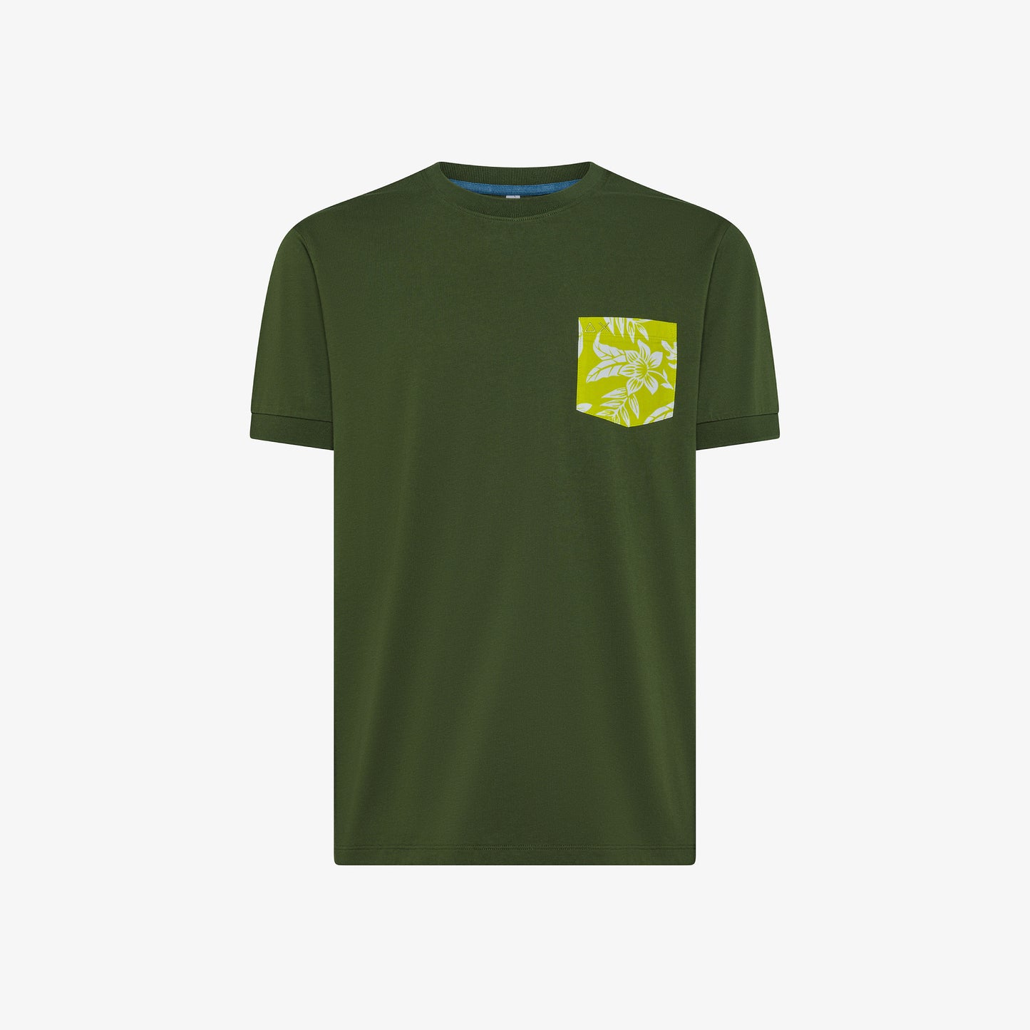SUN 68 T-SHIRT POCKET CONTRAST S/S VERDE SCURO T35103