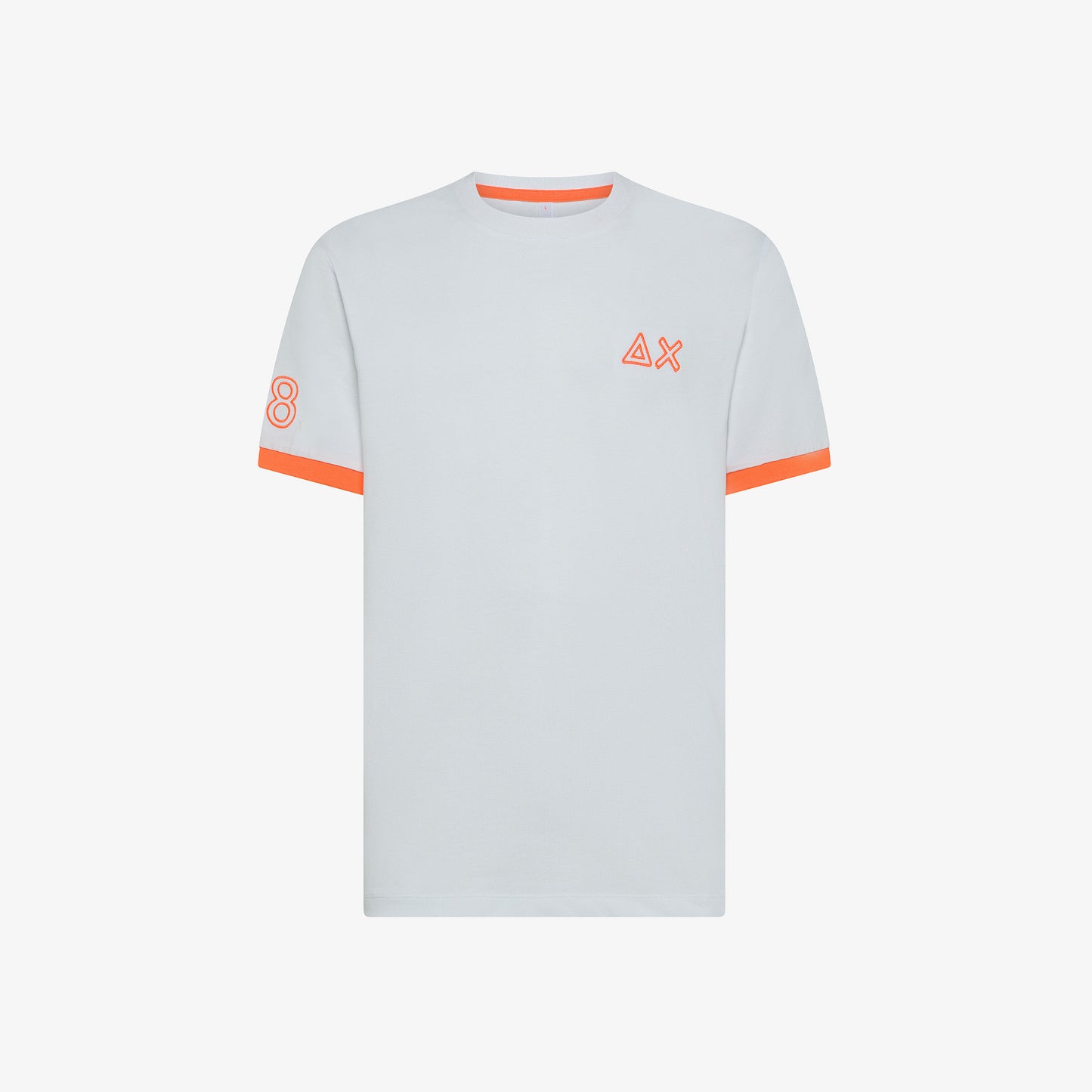 SUN 68 T-SHIRT PIQUET LOGO FLUO S/S BIANCO T35125