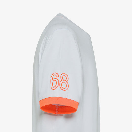 SUN 68 T-SHIRT PIQUET LOGO FLUO S/S BIANCO T35125