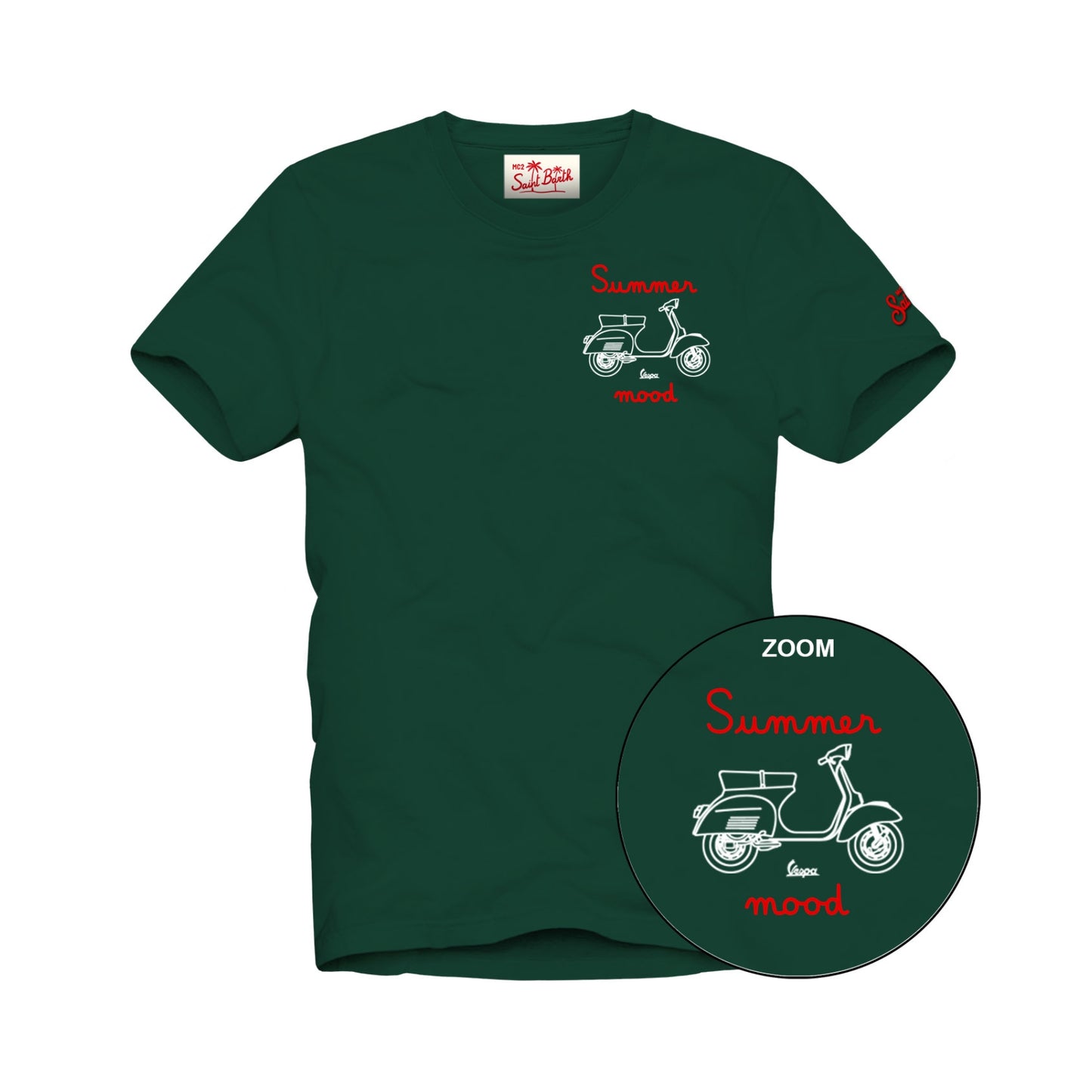 MC2 ST. BARTH T-SHIRT MAN IN COTONE ORGANICO CON RICAMO SUMMER MOOD | EDIZIONE SPECIALE VESPA