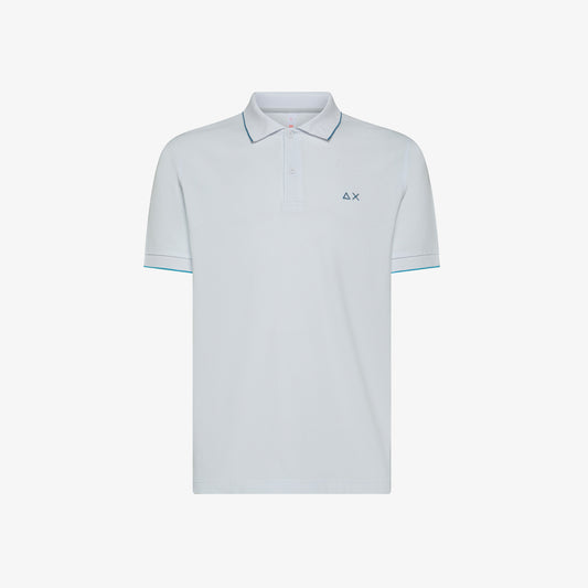 SUN 68 POLO SMALL STRIPES ON COLLAR S/S BIANCO A35110