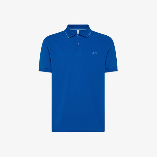 SUN 68 POLO SMALL STRIPES ON COLLAR S/S ROYAL A35110