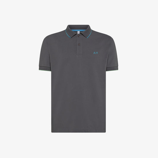 SUN 68 POLO SMALL STRIPES ON COLLAR S/S INCHIOSTRO A35110