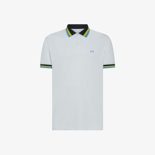 SUN 68 POLO COLLAR MULTISTRIPES S/S BIANCO A35117