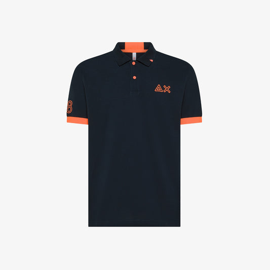 SUN 68 POLO LOGO FLUO S/S NAVY BLUE A35122