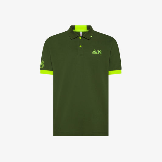 SUN 68 POLO LOGO FLUO S/S VERDE SCURO A35122