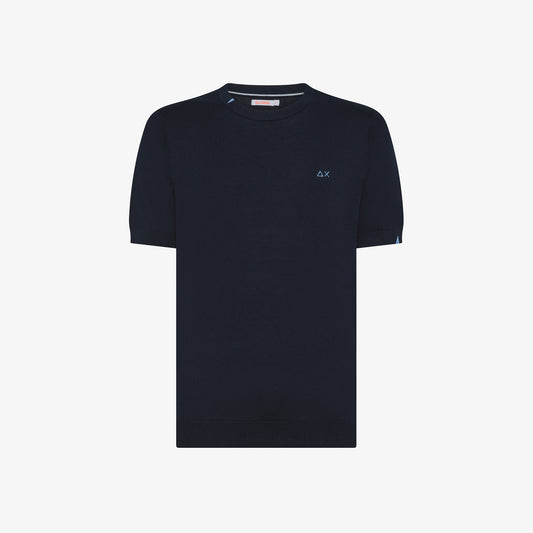 SUN 68 T-SHIRT SWEATER BASIC S/S NAVY BLUE K35106