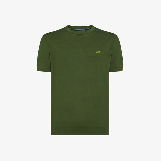 SUN 68 T-SHIRT SWEATER BASIC S/S VERDE SCURO K35106