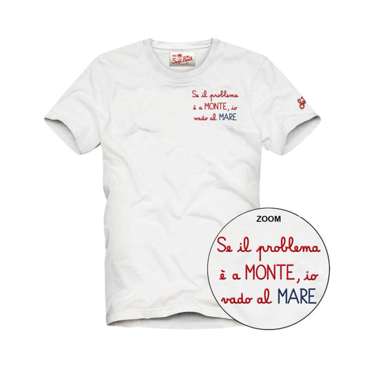 MC2 ST. BARTH T-SHIRT PORTOFINO IN JERSEY DI COTONE CLASSIC FIT CON RICAMO SE IL PROBLEMA E' A MONTE, IO VADO AL MARE
