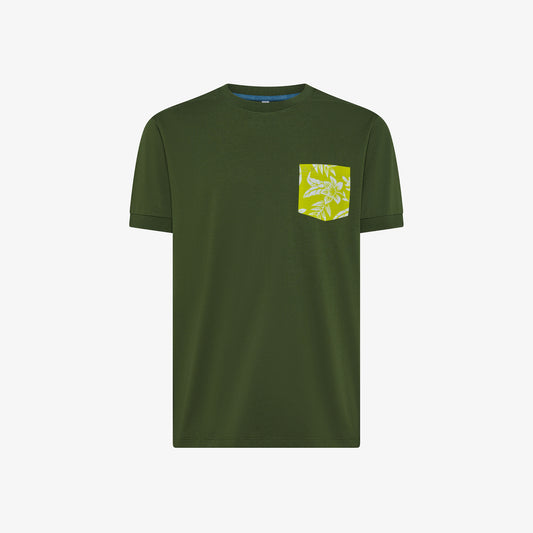 SUN 68 T-SHIRT POCKET CONTRAST S/S VERDE SCURO T35103