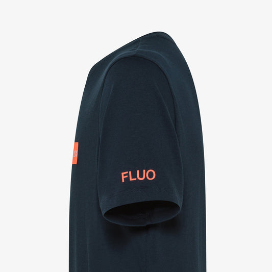 SUN 68 T-SHIRT LOGO FLUO S/S NAVY BLUE T35107