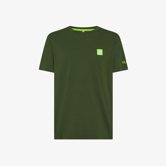 SUN 68 T-SHIRT LOGO FLUO S/S VERDE SCURO T35107