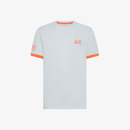 SUN 68 T-SHIRT PIQUET LOGO FLUO S/S BIANCO T35125