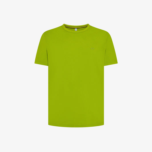 SUN 68 T-SHIRT IN PIQUET DI COTONE VERDE OLIVA T35127