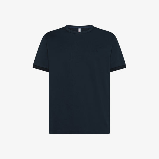 SUN 68 T-SHIRT IN COTONE BLU NAVY CON LOGO RICAMATO T35129