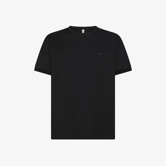 SUN 68 T-SHIRT IN COTONE NERO CON LOGO RICAMATO T35129