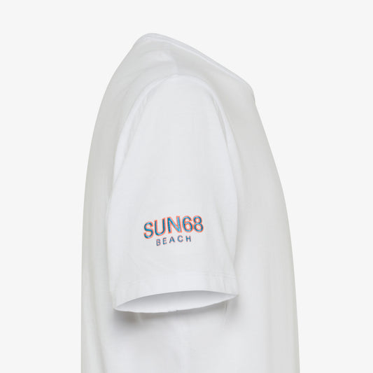 SUN 68 T-SHIRT IN JERSEY DI COTONE BIANCO T35140